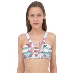 Flamingos T- Shirt Flamingos Tropical Pattern T- Shirt Cage Up Bikini Top by maxcute