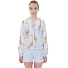 Giraffe Pattern T- Shirt Giraffes T- Shirt Women s Tie Up Sweat by maxcute