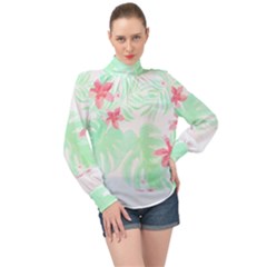 Hawaii T- Shirt Hawaii Meadow Trend T- Shirt High Neck Long Sleeve Chiffon Top by maxcute