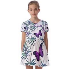 Hawaii T- Shirt Hawaii Peacock Pattern T- Shirt Kids  Short Sleeve Pinafore Style Dress by maxcute