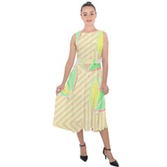 Leaves Design T- Shirtleaves T- Shirt (2) Midi Tie-back Chiffon Dress by maxcute