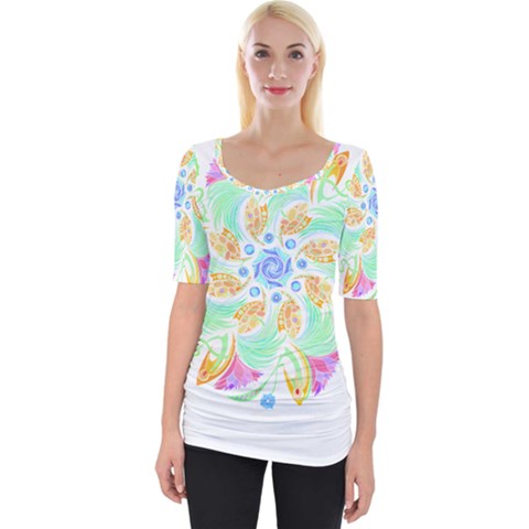 Mandala T- Shirt Twisting Garden Mandala T- Shirt Wide Neckline Tee by maxcute