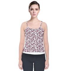 Nature Pattern T- Shirt Minimalist Leaf Line Art Illustration As A Seamless Surface Pattern Design ( Velvet Spaghetti Strap Top by maxcute