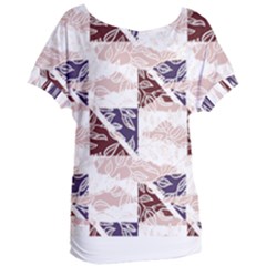 Nature Pattern T- Shirt Minimalist Leaf Line Art Illustration As A Seamless Surface Pattern Design ( Women s Oversized Tee by maxcute