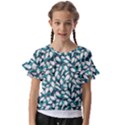Nature Pattern T- Shirt Minimalist Leaf Line Art Illustration As A Seamless Surface Pattern Design ( Kids  Cut Out Flutter Sleeves View1