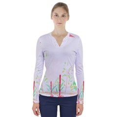 Stork Design T- Shirtstork T- Shirt (2) V-neck Long Sleeve Top by maxcute