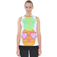 Tropical Fruit T- Shirt P I N E A P P L E A T S E A F U N N Y D E S I G N F O R W O M E N S T- Shirt Mock Neck Shell Top by maxcute
