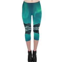 Blue And Green Sky And Mountain Capri Leggings  by Jancukart