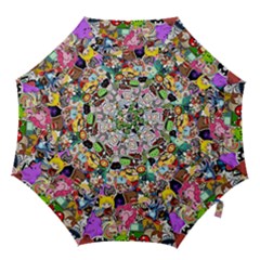 Assorted Cartoon Characters Doodle  Style Heroes Hook Handle Umbrellas (small) by Jancukart