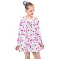 Unicorn Rainbow Heart T- Shirt Rainbow Unicorn Heart T- Shirt Kids  Long Sleeve Dress by maxcute