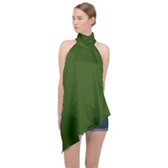 Forest Obsidian Halter Asymmetric Satin Top by HWDesign