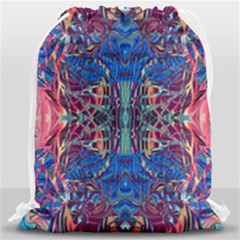 Cobalt Arabesque Drawstring Bag (large) by kaleidomarblingart