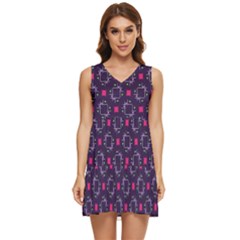 Geometric Pattern Retro Style Tiered Sleeveless Mini Dress by Ravend