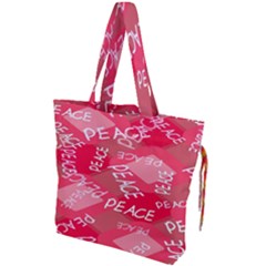 Background Peace Doodles Graphic Drawstring Tote Bag by Ravend