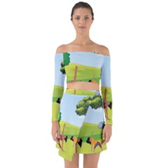 Large Off Shoulder Top With Skirt Set by SymmekaDesign