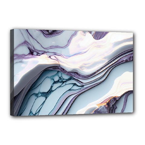 Marble Abstract White Pink Dark Art Canvas 18  X 12  (stretched) by Pakemis