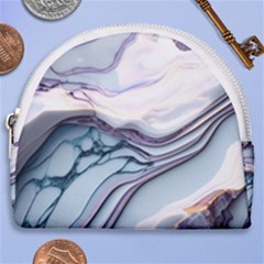 Marble Abstract White Pink Dark Art Horseshoe Style Canvas Pouch by Pakemis