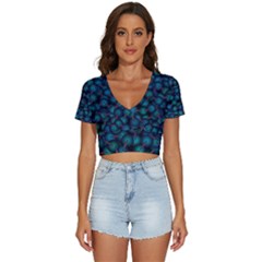 Background Abstract Textile Design V-neck Crop Top by Ravend