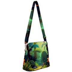 Jungle Rainforest Tropical Forest Jungle Scene Zipper Messenger Bag by Jancukart