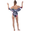 Black Skulls Red Roses Drape Piece Swimsuit View2