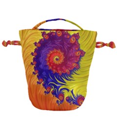 Fractal Spiral Bright Colors Drawstring Bucket Bag by Ravend