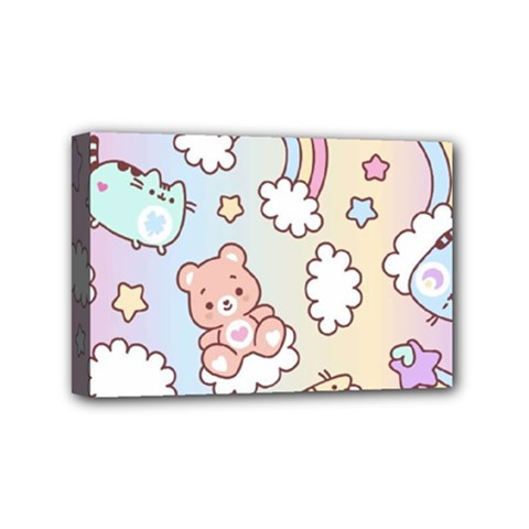 Pusheen Carebears Bears Cat Colorful Cute Pastel Pattern Mini Canvas 6  X 4  (stretched) by Sapixe