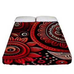 Bohemian Vibes In Vibrant Red Fitted Sheet (king Size) by HWDesign