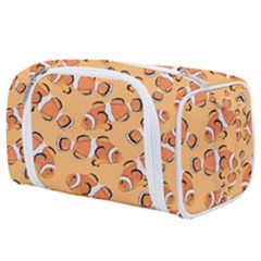 Fish Clownfish Orange Background Toiletries Pouch by Ravend