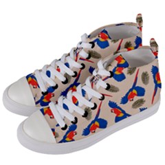 Bird Animals Parrot Pattern Women s Mid-top Canvas Sneakers by Ravend