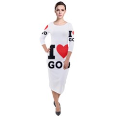 I Love God Quarter Sleeve Midi Velour Bodycon Dress by ilovewhateva