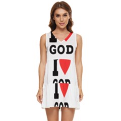 I Love God Tiered Sleeveless Mini Dress by ilovewhateva