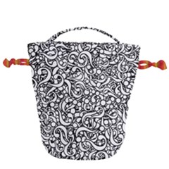 Question Mark Typographic Motif Random Pattern Drawstring Bucket Bag by dflcprintsclothing