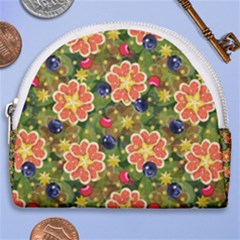 Fruits Star Blueberry Cherry Leaf Horseshoe Style Canvas Pouch by Pakemis