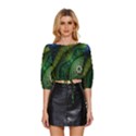 Abstract Pattern Design Art Fabric Decoration Mid Sleeve Drawstring Hem Top View1