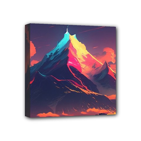 Mountain Sky Color Colorful Night Mini Canvas 4  X 4  (stretched) by Ravend