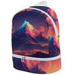 Mountain Sky Color Colorful Night Zip Bottom Backpack by Ravend