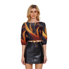 Swirls Abstract Watercolor Colorful Mid Sleeve Drawstring Hem Top by Ravend