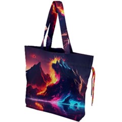 Mountain Color Colorful Love Art Drawstring Tote Bag by Ravend