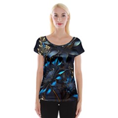 Flower Metal Flowers Sculpture Cap Sleeve Top by Ravend