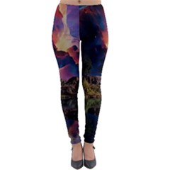 Lake Galaxy Stars Science Fiction Lightweight Velour Leggings by Uceng