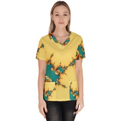 Fractal Art Fractals Digital Art Women s V-neck Scrub Top by Uceng