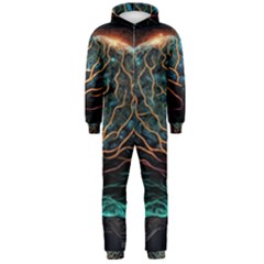 Brain Mind Technology Circuit Board Layout Patterns Hooded Jumpsuit (men) by Uceng