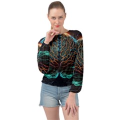 Brain Mind Technology Circuit Board Layout Patterns Banded Bottom Chiffon Top by Uceng