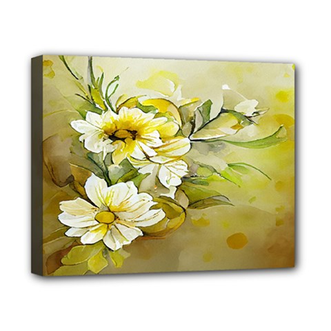 Watercolor Yellow And-white Flower Background Canvas 10  X 8  (stretched) by artworkshop