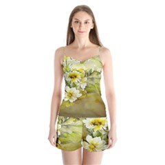 Watercolor Yellow And-white Flower Background Satin Pajamas Set by artworkshop