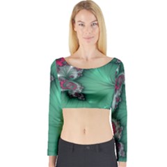 Fractal Spiral Template Abstract Background Design Long Sleeve Crop Top by Ravend