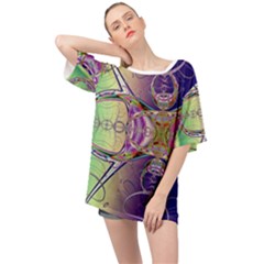 Fractal Abstract Digital Art Art Colorful Oversized Chiffon Top by Ravend