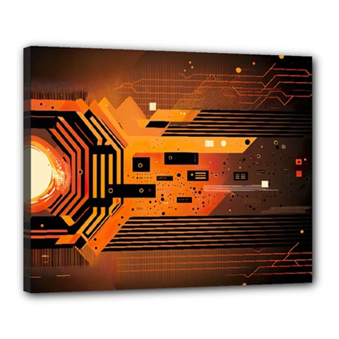 Technology Design Tech Computer Future Business Canvas 20  X 16  (stretched) by Ravend