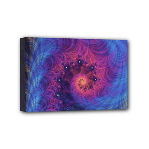 Fractal Fractals Spiral Vortex Blue Dark Art Mini Canvas 6  X 4  (stretched) by Ravend