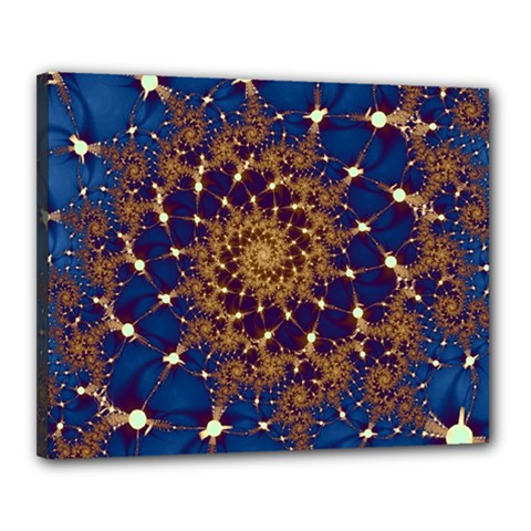 Fractal Spiral Art Pattern Blue Design Canvas 20  X 16  (stretched) by Ravend